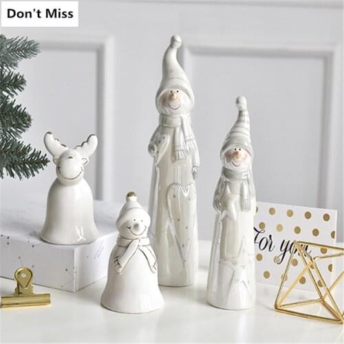 Nordic Style White Christmas Ceramic Bell Santa Claus Snowman Christmas Tree Decoration Christmas Decoration 2022 Navidad Gifts