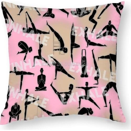 Pink Poses Inhale Exhale Pillow Case Backdrop Cushion Covers Bedding Pillow Cases Home Decor Cool Fashion Summer Workout Life Is