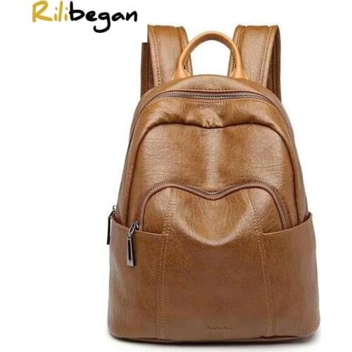 Genuine Leather Fashion Women Backpacks High Quality Women School Shoulder Bags Large Capacity Travel Backpack Teenager Girl Bag