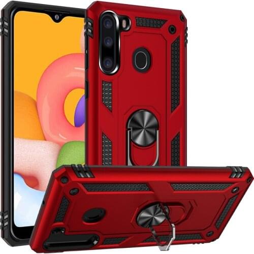 Heavy Duty Rugged Cover Ring Bracket Magnetic Holder Shockproof Kickstand case with screen protector for Samsung Galaxy A11 A21