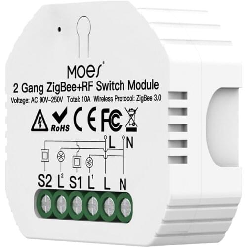 Tuya Zigbee 2Gang 3.0 Smart Switch Module +rf Switch Module Wireless Light Switch Relay Zibee Smart Home Smart Life/Tuya Alexa