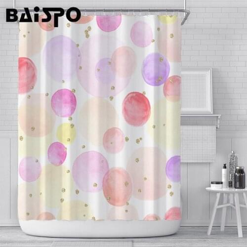 BAISPO Colorful Dot Pattern Shower Curtain Bathroom Waterproof Decorative Curtain Polyester Fabric Washable Bathroom Screen