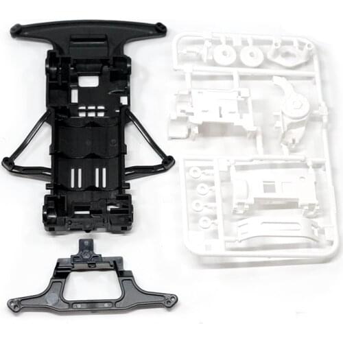1Set Black Carbon Reinforced Super FM Chasss Set 95475 SFM Chassis With White Accessories for Tamiya Mini 4WD Racing Car