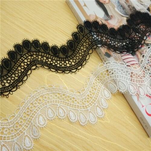 19yards 8cm black white polyestder lace sweing ribbon lace trim fabric dress skirt Clothing DIY craft lace Apparel accessories