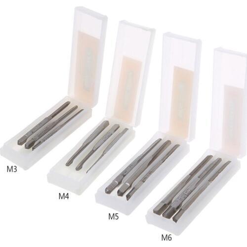 3Pcs Hss Machine Hand Screw Thread Metric Plug Tap Screw Taps M3x0.5/M4x0.7/M5x0.8/M6x1.0 HSS Machine Screw Thread
