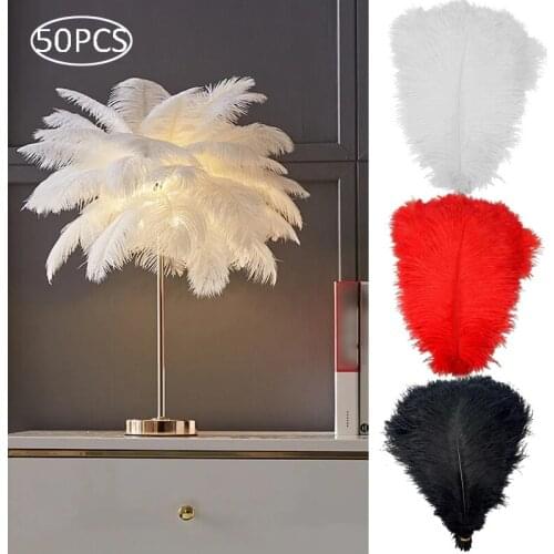 50PCS Natural Ostrich Feathers White Black Red DIY Fluffy Feathers for Wedding Party Home Room Decorations
