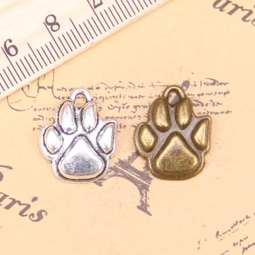 58pcs Jewelry Charms bear paw 20x16mm Antique Silver Plated Pendants Making DIY Handmade Tibetan Silver Jewelry