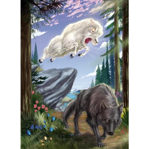 5D diamond painting wall stickers Cuadros kit set Full square haft diamentowy Cross stitch animal Mosaic art sheep Wolf Cartoons