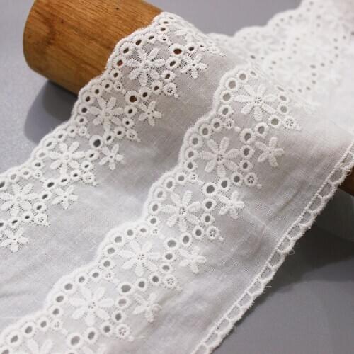 9cm/6cm for off White Retro Cotton Embroidered Lace Fabric 5yards/lot X805