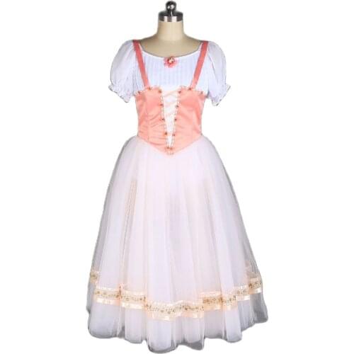 Customized Ballerina Dance Costume Short Sleeve Romantic Length Ballet Dance Tutu Dress Solo Dance Ballet Tutus B19025