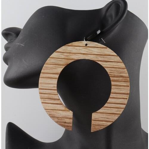 Free Shipping!2021 Oversize Women Wooden Hoop Earrings studs