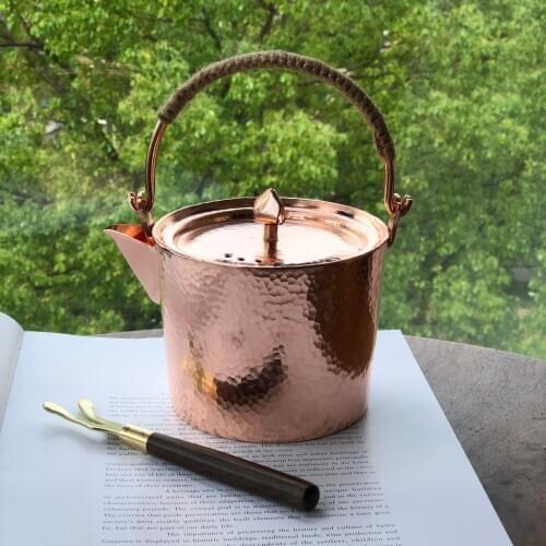 Pure Copper Hammered Teapot Handmade Kettle Boiler Antique Tableware Teaware