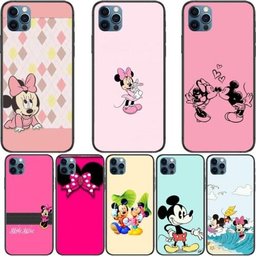 Disney Mickey Minnie Mouse Anime Phone Cases cover For iphone 11 Pro Max case 12 8 7 6 S XR PLUS X XS SE 2020 mini black cell s