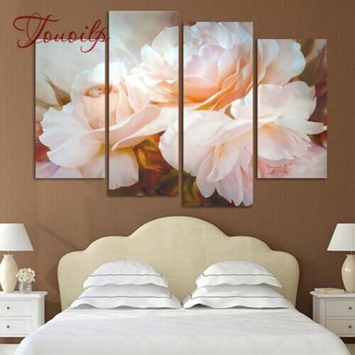 Peony flower diy 5D Diamond Embroidery peony,Full square Diamond Mosaic stickers diamond painting 4pcs Cross Stitch home decor