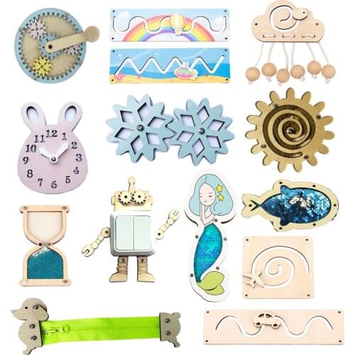 Kids Busy Board Accessories DIY Educational Oranments Child Sensory Activity Board Cognition Toy Games Basic Skills Learning Toy