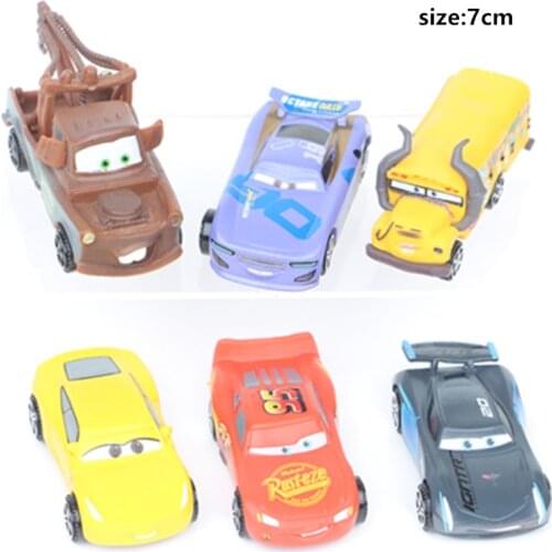 Disney Pixar Cars 3 6pcs/set 7cm Mini Pvc Action Figure Model Wheel Movable Car Classic Lightning Mcqueen Jackson Storm For Kids