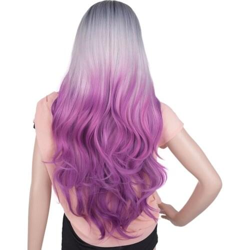 Long Wavy Resistant Breathable With Highlights Female African American Wig