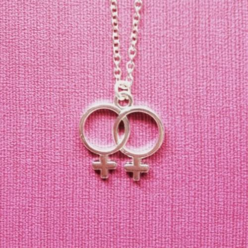 Double Venus Symbol Pendant Lesbian LGBT Necklace Female Pendant Girlslove LES Stainless Steel Sisters Jewelry