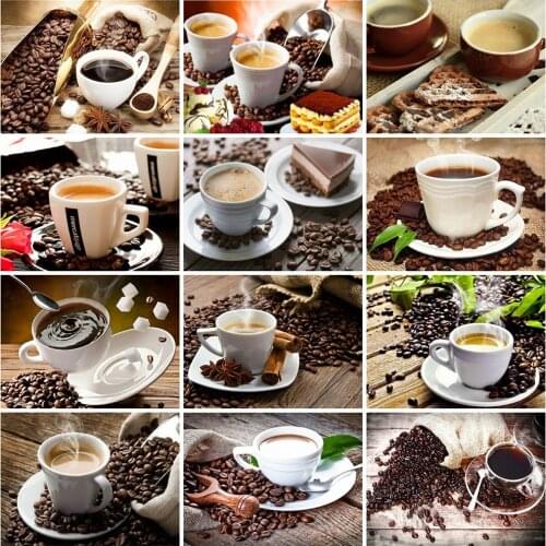 Evershine Full Square Diamond Painting Coffee 5D DIY Diamond Embroidery Scenery Rhinestone Mosaic Sale Home Decoration