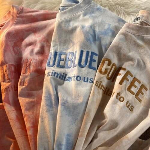 T-shirt Oversize 100% Cotton Embroidered Short Sleeve T-shirt Half Sleeve Loose New Letter Top Harajuku Vintage Dropshipping