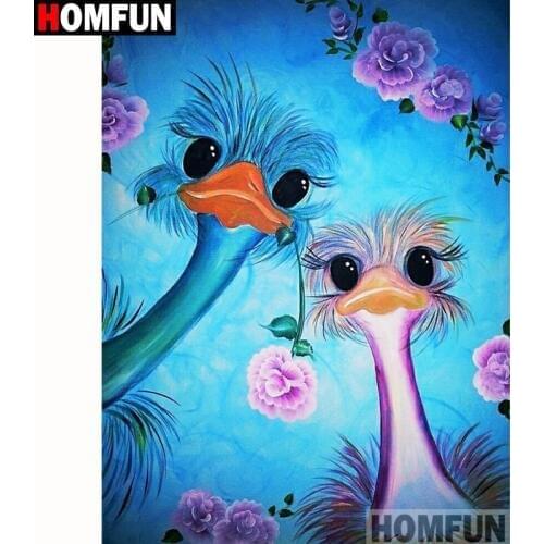 HOMFUN Full Square/Round Drill 5D DIY Diamond Painting "Colored ostrich" Embroidery Cross Stitch 5D Home Decor Gift A18228