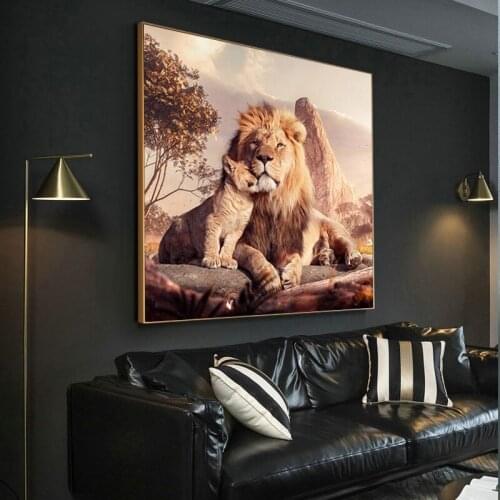 Canvas print Golden lion poster Modern living room decoration wall pictures art Bedside painting posters on the wall Home Decor