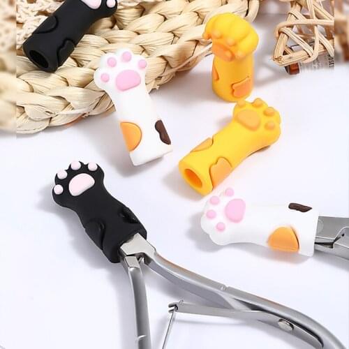 3pcs Cute Cat Paw Scissors Nipper Cover Protective Silicone Sleeve For Nail Cuticle Scissors Manicure Tools Tweezers Cap