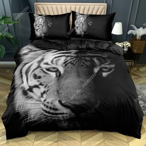 Animal Duvet Cover Sets Design 3D Tiger Bed Linen and Pillow Covers 180*200cm Full Twin Double King Queen Size Black Beddings