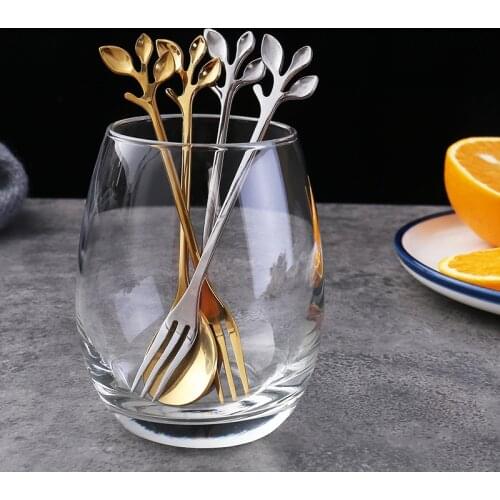 Creative Stainless Steel Spoon Branch Leaves Spoon Fork Coffee Spoon Christmas Gifts Kitchen Accessories Tableware Decoration