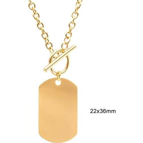 Metal Dogtag Necklace Blank For Engrave Stainless Steel Military Plate Toggle Necklace For Women Men Choker Collier