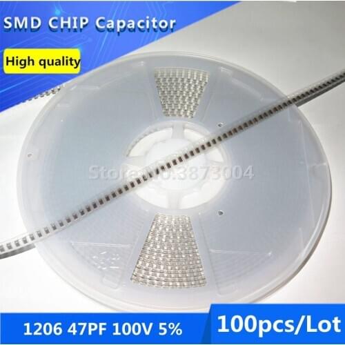 100pcs 1206 47PF 100V 5% Thick Film Chip Multilayer Ceramic Capacitor