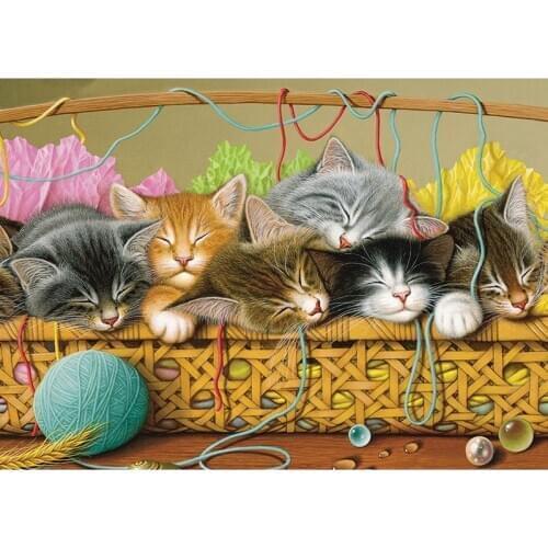 Dpsprue 5D Full Square,Round DIY Diamond Painting Cross stitch kit -Clew cat- 3D Embroidery Mosaic Home Wall Sticker Gift