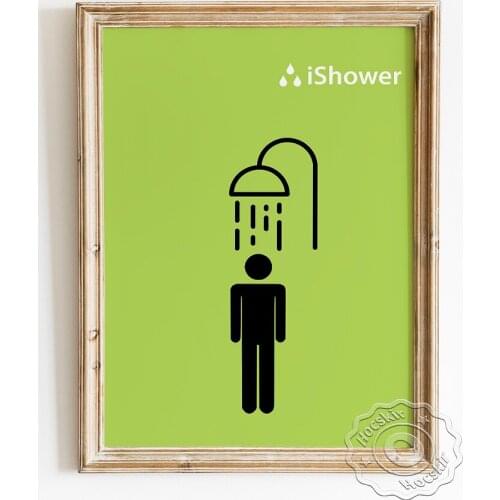 Spoof Shower Pattern Restroom Sign Poster, Humor Funny Bathroom Wall Art Prints Canvas Painting, Modern Minimalist Home Decor