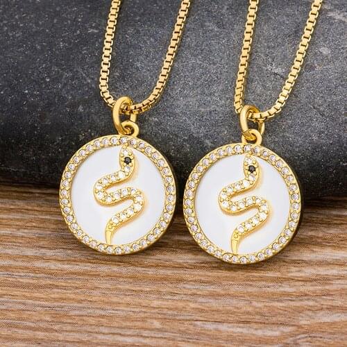 Latest Design Fashionable Shell Pendant Animals Snake Crystal Chain Necklace Charm CZ Jewelry For Girl Decoration Best Gift