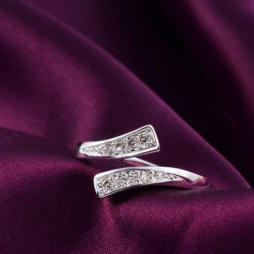New 925 Sterling Silver Rings For women crystal adjustable size Fashion party Gift engagement wedding luxury Jewelry