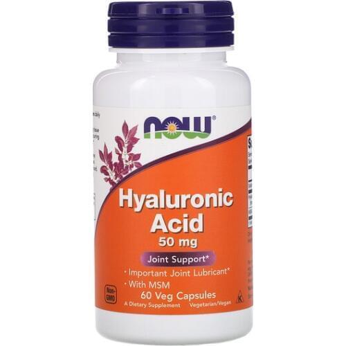 Now Foods Hyaluronic Acid 50 mg 60 Veg Capsules MSM Joint Lubricant FREE SHIPPING