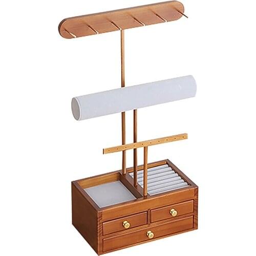 Jewelry Organizer Metal & Wood Basic Storage Box 5 Tier Jewelry Holder Display for Necklaces Bracelet Earrings Ring