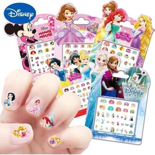 Original Disney Sticker Mickey Mouse Frozen Princess Elsa Anna Makeup Nail Stickers Snow White Security Non-toxic Sticker Toys