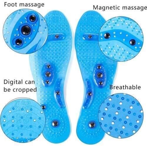 Acupressure Magnetic Foot Therapy Reflexology Pain Relief Shoe Insoles Orthopedic 1pair Washable Cutable Silicone Shoe Insole