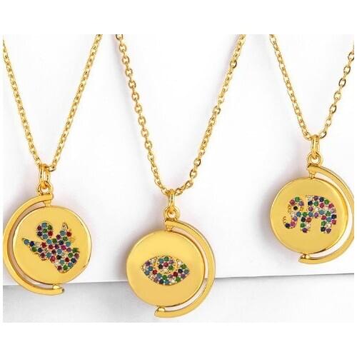 Elephant multicolor micro pave cz zircon cubic zirconia necklace copper Clavicle gold plated Snake Chain Choker Pendant jy4d