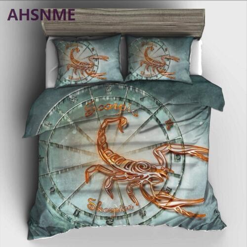 AHSNME twelve constellations Scorpio Bedding Set High-definition Print Quilt Cover for RU AU EU US Size Market jogo de cama