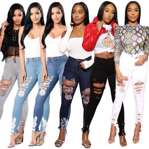 Casual Women Jeans Hollow Out Denim Jeans Woman High Waist Long Pants Skinny Boyfriend Jeans Plus Size 3xl
