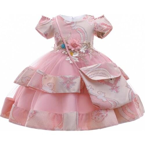 3-10 Flower Girls Daily Dress Toddler Girl Dresse and Bag Birthday Kids Dresses For Girls Clothes Princess Dress Wedding Dress