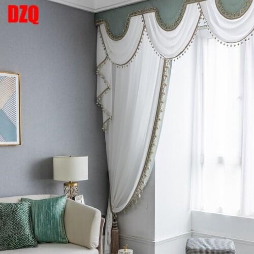 French Romantic Semi-blackout Curtains for Living Room Bedroom Bay Windows Valance Custom Finished Products White Gauze