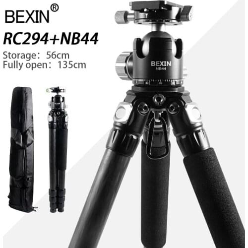 BEXIN RC294+NB44 Carbon fiber tripod SLR camera professional camera tripod storage height is 56cm maximum load 15kg
