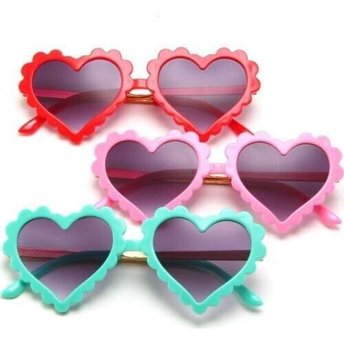 Child Heart Frame Girls Boys Sunglasses Gray Pink Lens UV400 Eye Protection Children Kids Cute Outdoor Eyewear