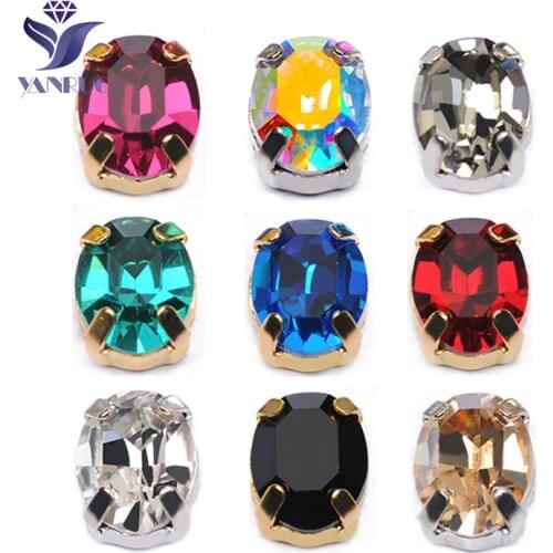 YANRUO 4128 Oval Small Oval Glass Crystal For Nails art Rhinestones With Pointback Stones Claws Rhinestone Wedding Dress