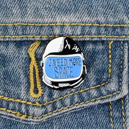 Funny Jewelry I Need More Space Astronaut Enamel Pin Custom Cosmonaut Brooches Backpack Clothes Lapel Pin Badge