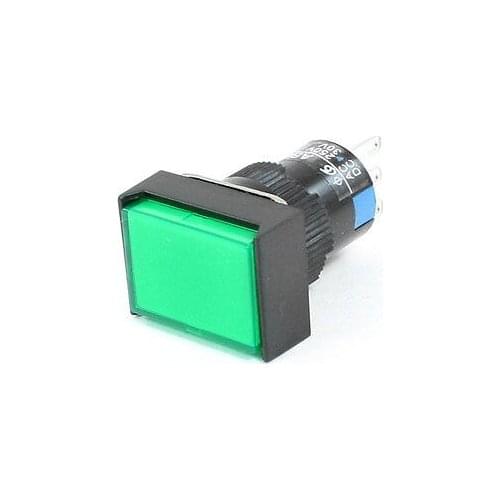 AC 250V 3A DC 30V 5A 1NO 1NC Latching Green Rectangular Push Button Switch