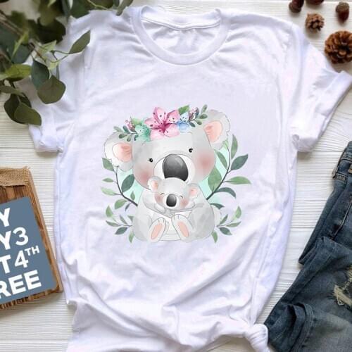 2020 animal Ropa mujer koala Aesthetic T Shirt Women O Neck Short Sleeve Tees Summer T Shirt Plus Size Female TShirt Tops_T-Shir